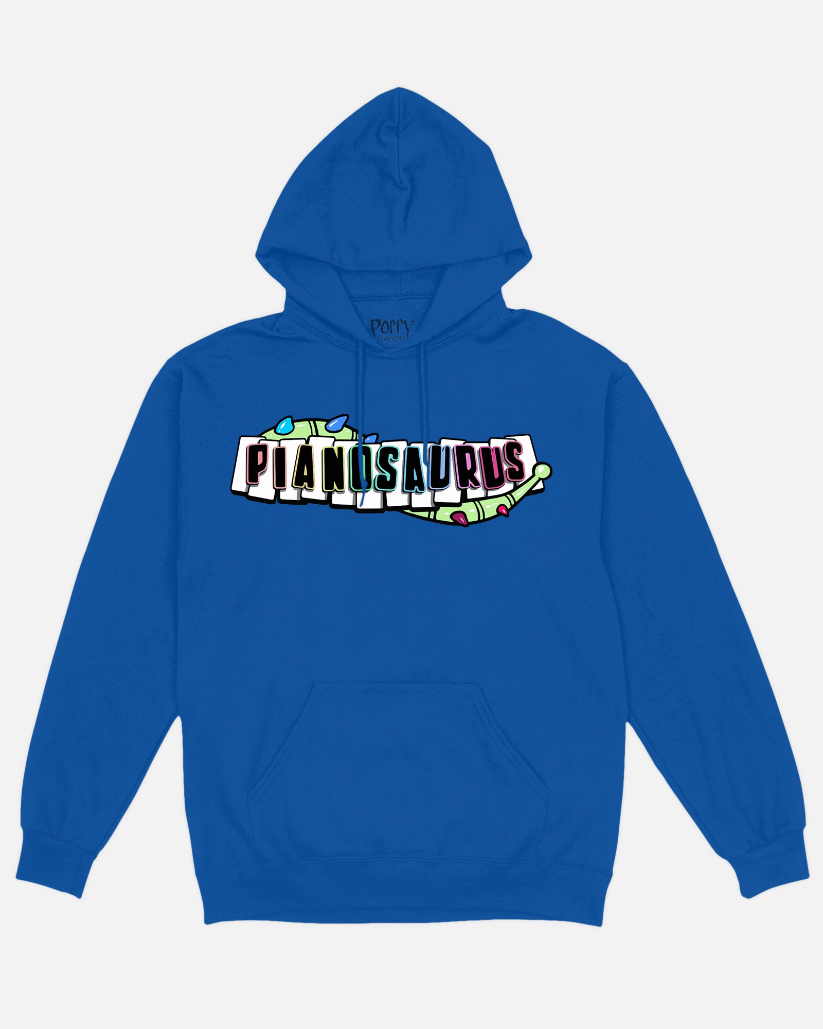 Royal Blue Cotton Hoodie with Drawstring | Pianosaurus He Plays For Us