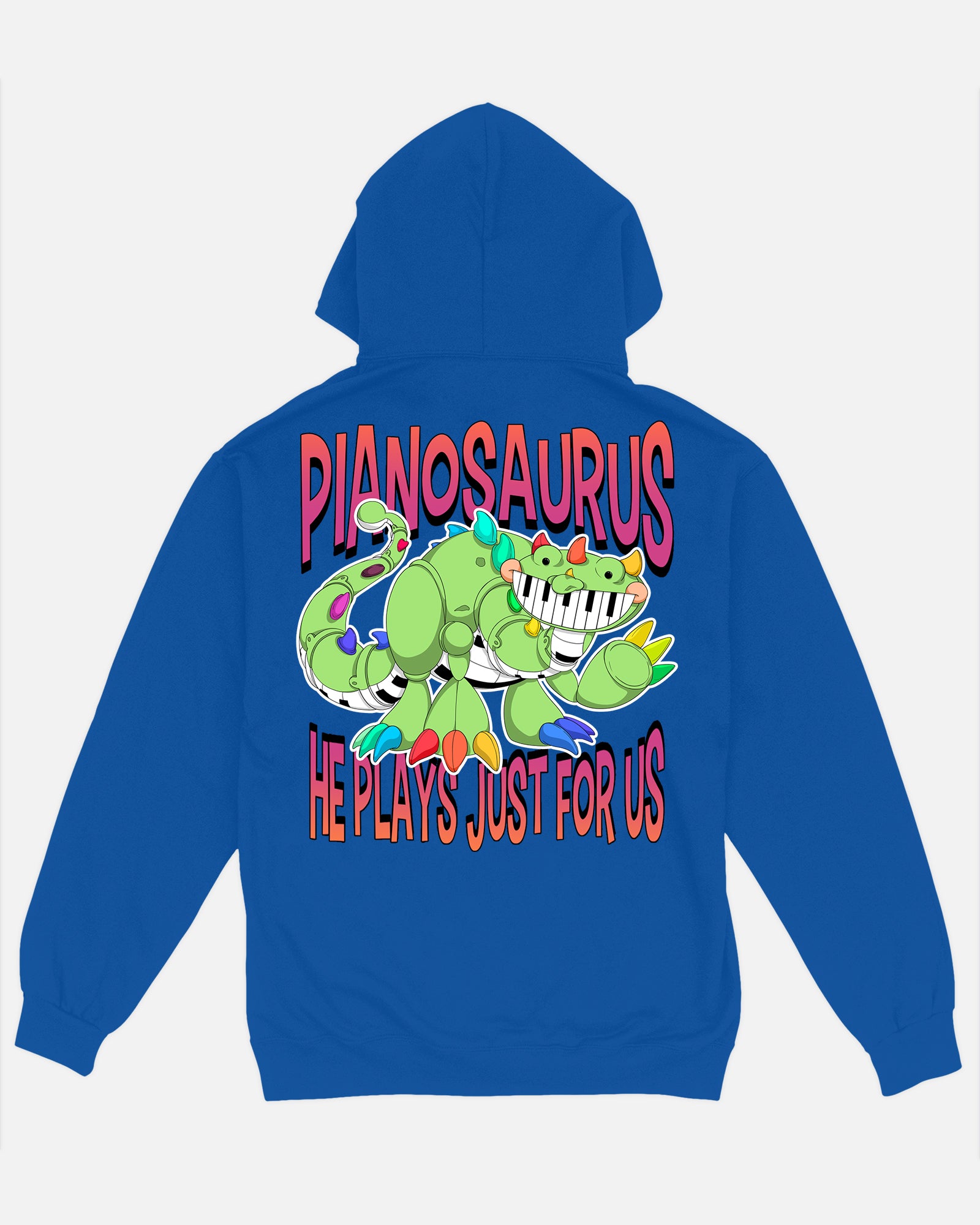 Royal Blue Cotton Hoodie with Drawstring | Pianosaurus He Plays For Us