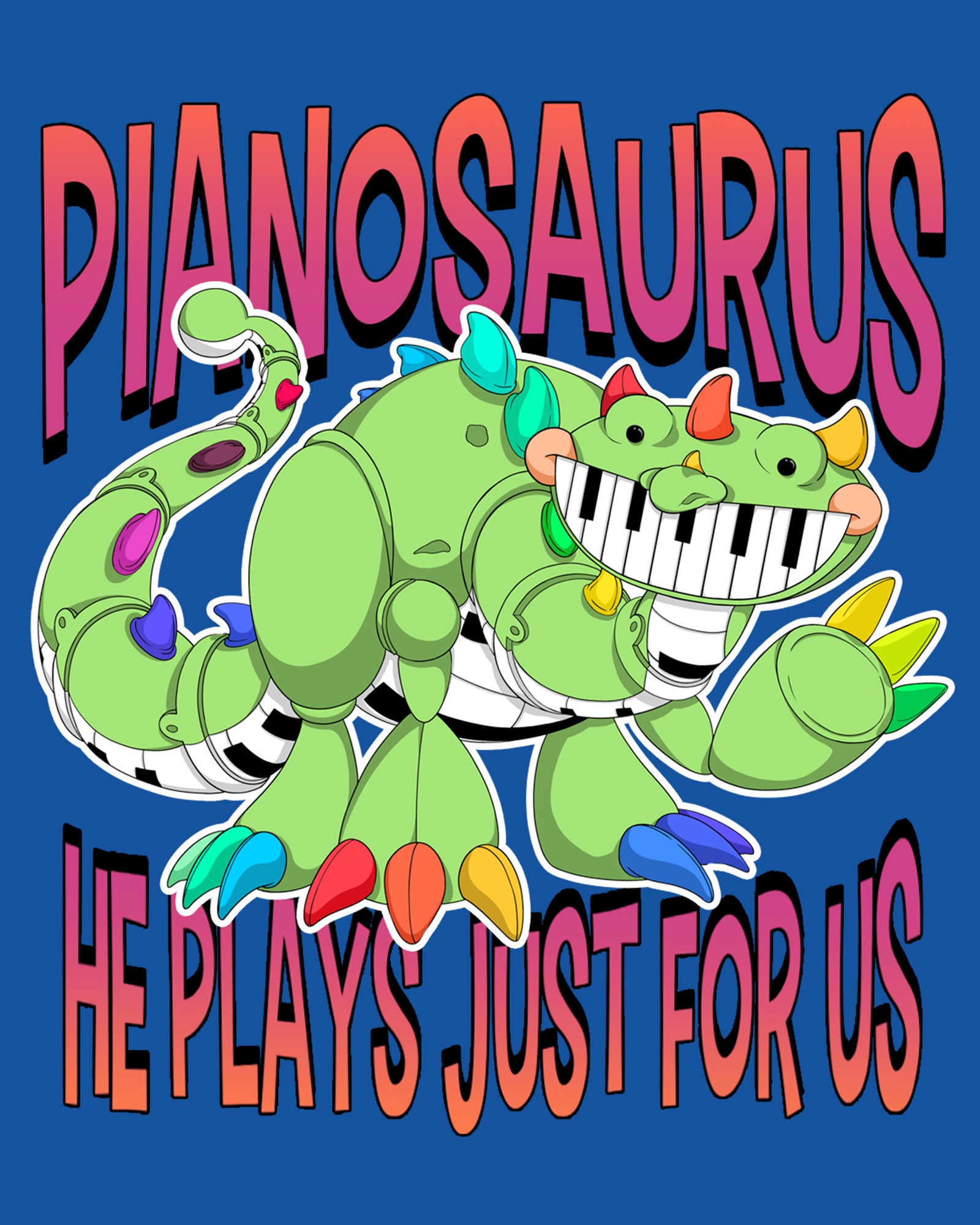 Royal Blue Cotton Hoodie with Drawstring | Pianosaurus He Plays For Us