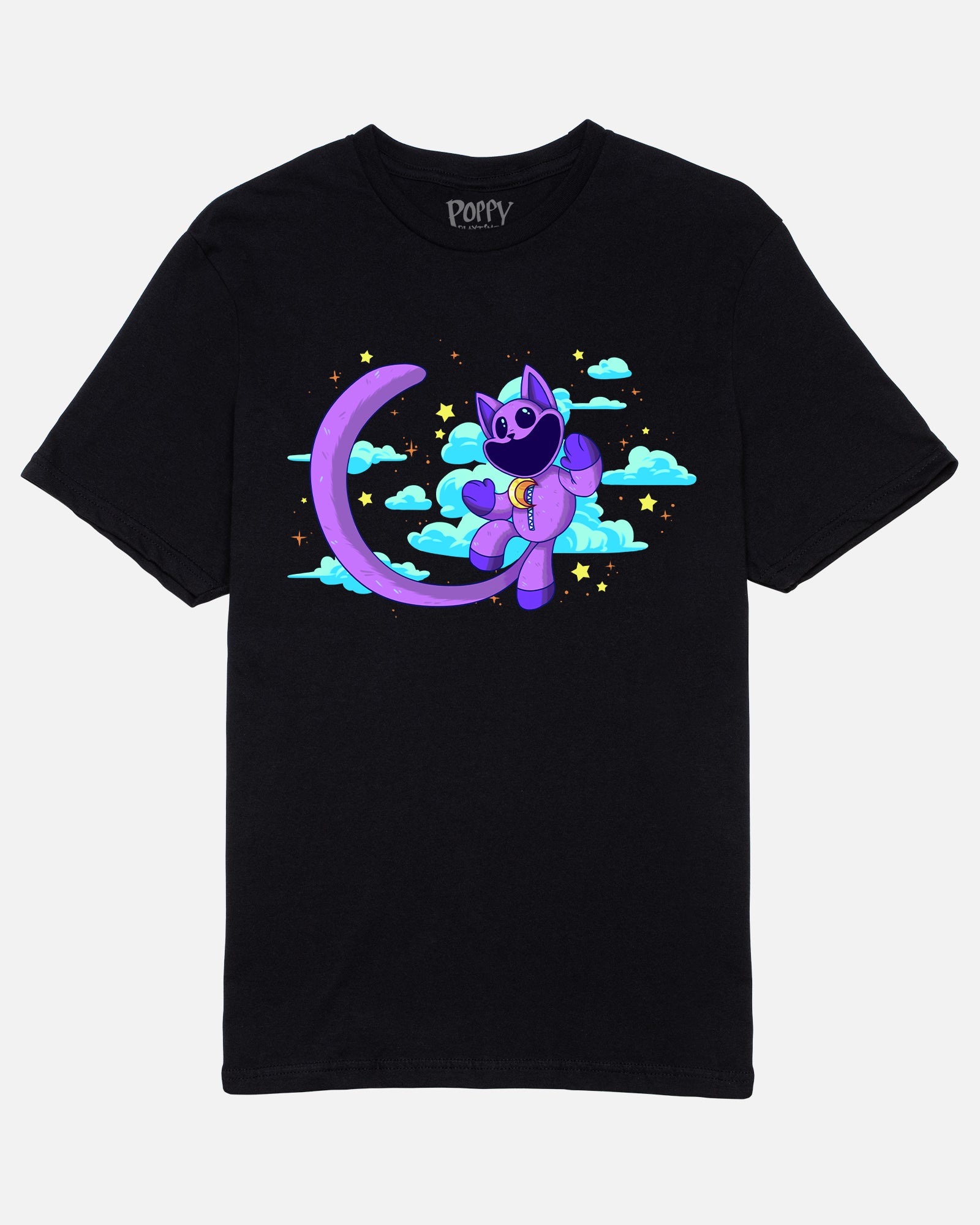 Black Cotton Night Sky Cat T-Shirt | Unisex Fit | CatNap Tee