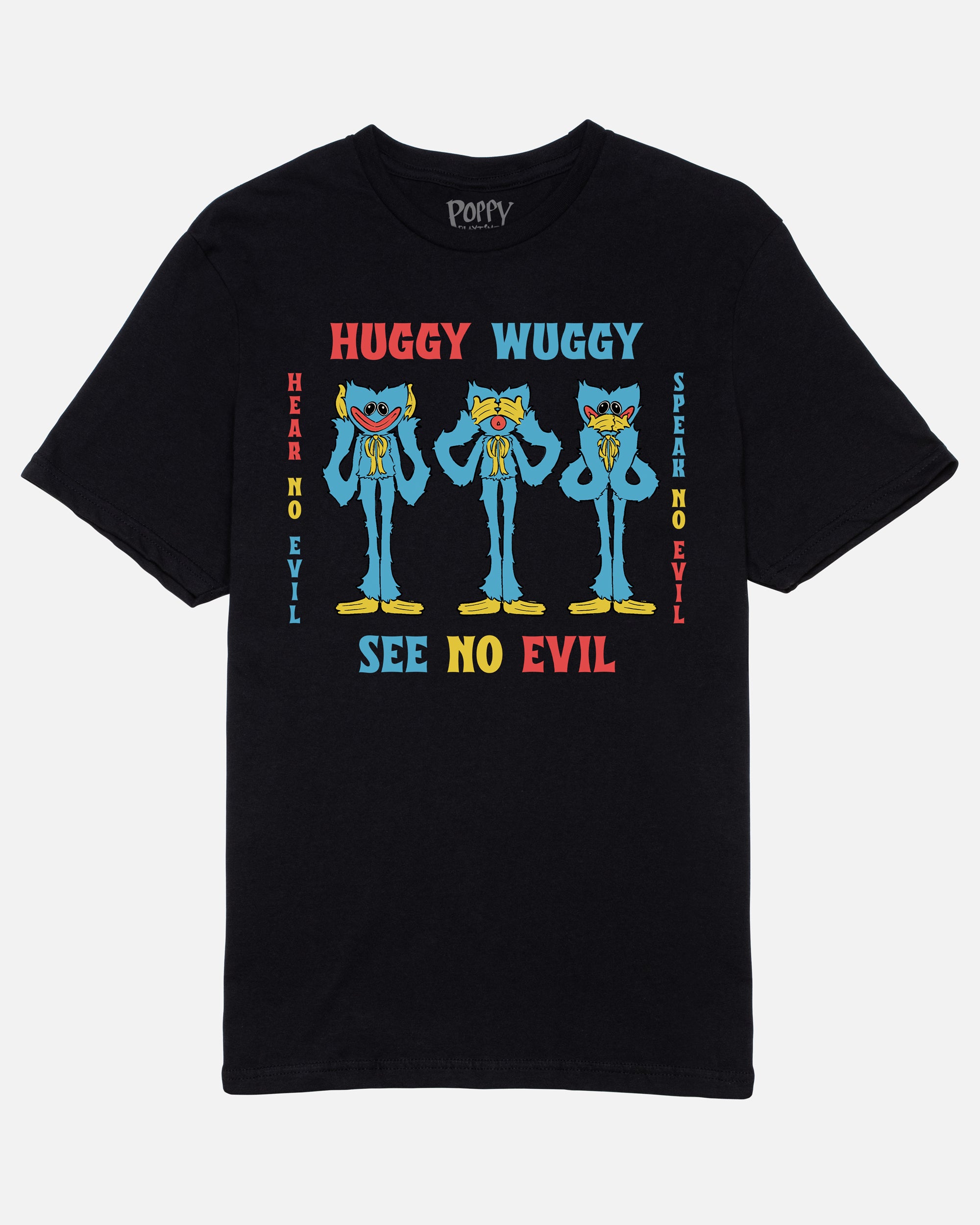 Unisex Black Cotton Huggy Wuggy "See No Evil" T-Shirt | Officially Licensed