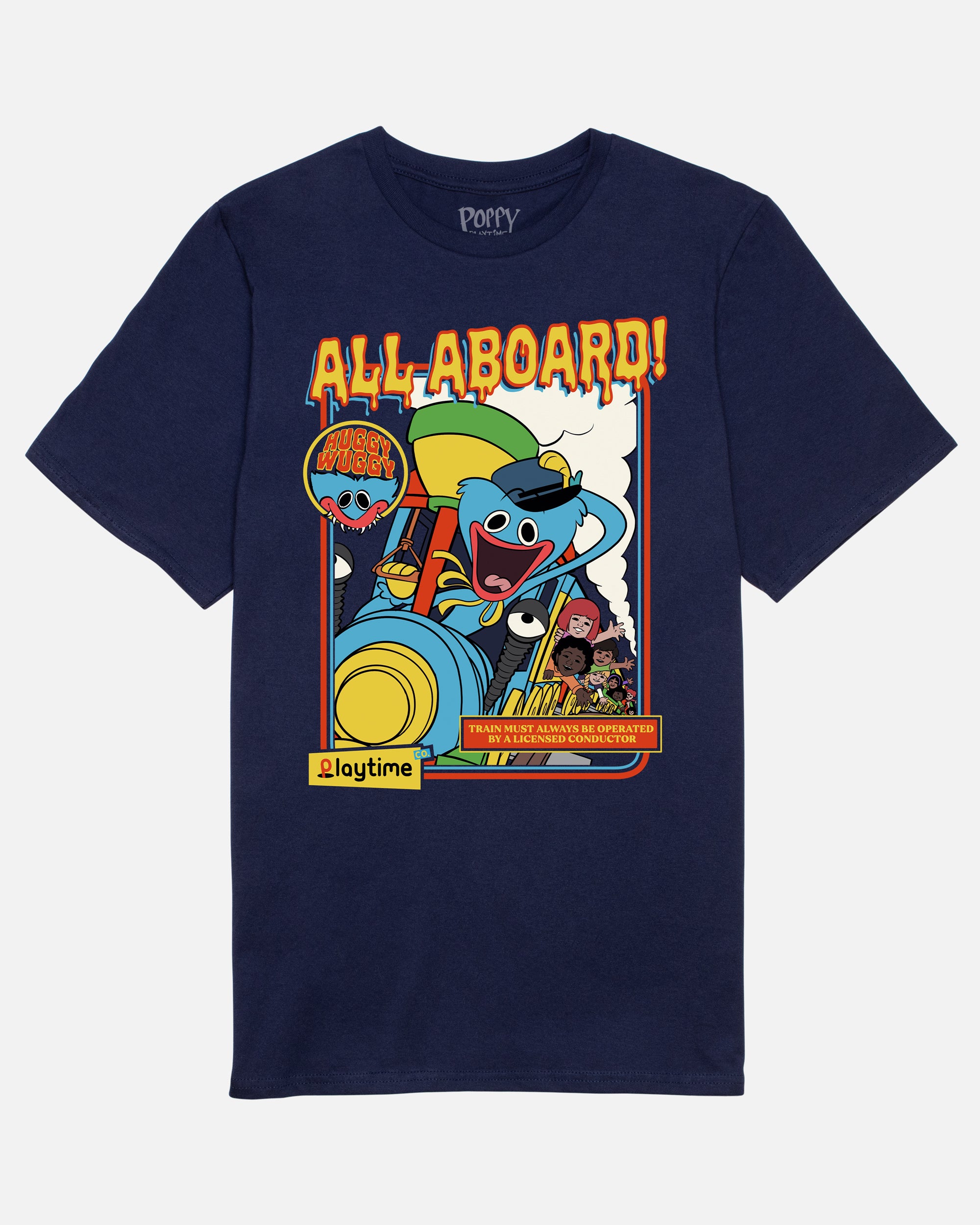 Huggy Wuggy 'All Aboard!' T-Shirt | 100% Cotton Unisex Navy Tee